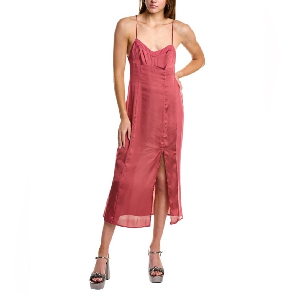 Free People City Cool Midi Satin Slip Dress in Venetian Red Size Small